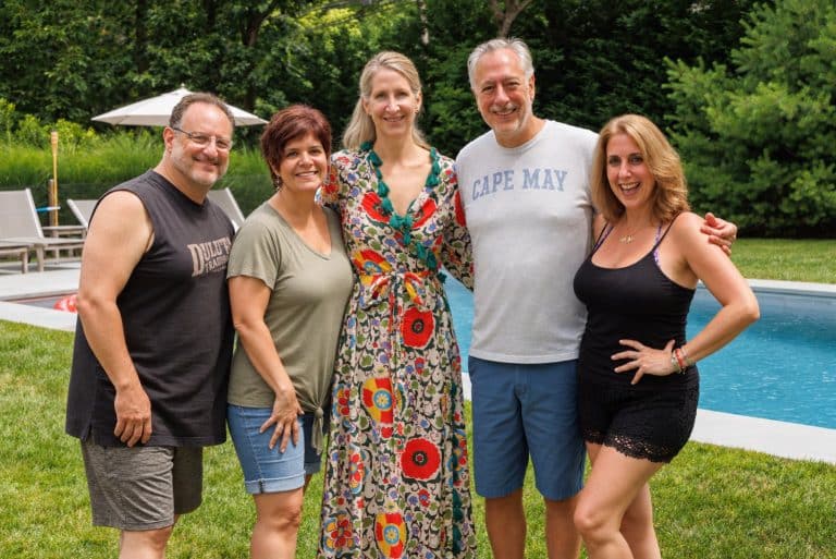 Jack, Monica, Catherine, Rob, and Jaclyn together in 2024, twenty-five years after they all worked together on September 10, 2001.
